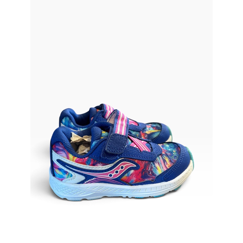Saucony Ride 10 Jr Girls Blue Swirl Running Shoes SL165541 Size 8M